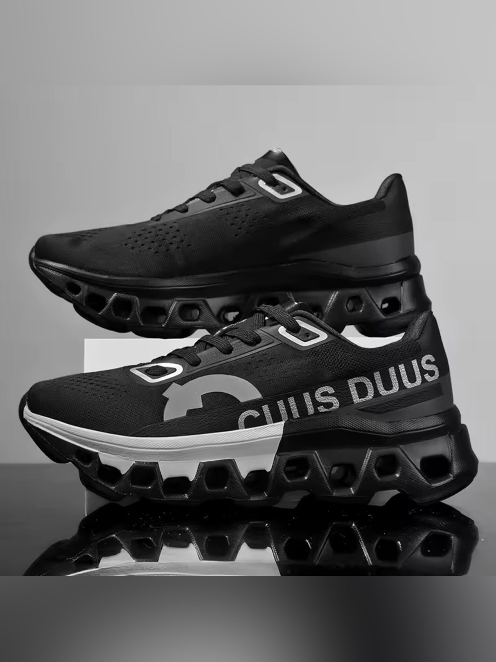 Men’s Black Running Sneakers – Chunky Cushion Sole – Size 10